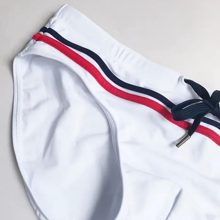 Pánske plavky značky - pruhované patchwork nízke pásové letné sexy plavkové šortky