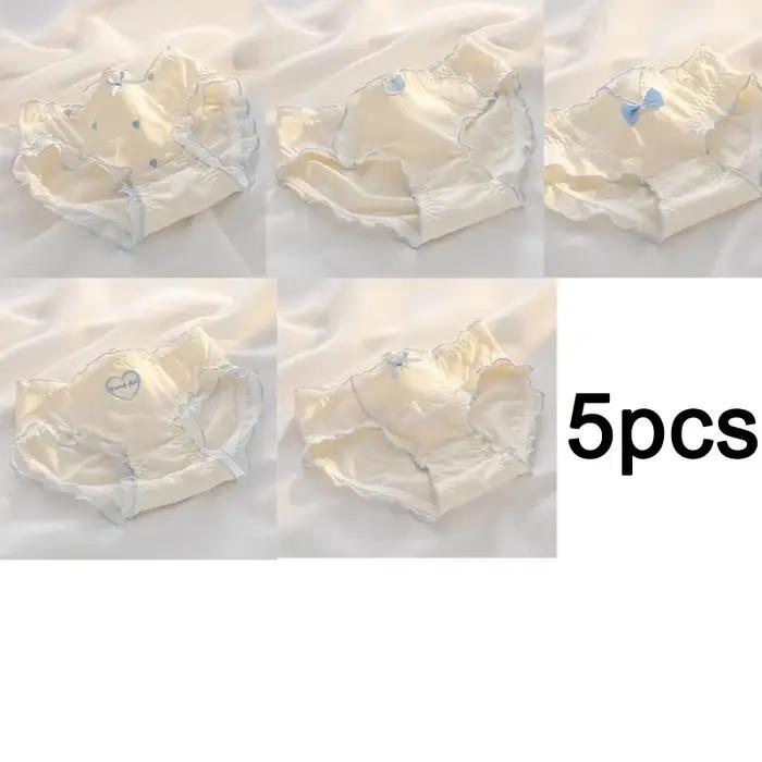 5 pièces culottes en coton pour femmes taille moyenne culotte douce antibactérienne entrejambe pur sous-vêtements respirants femmes a-type bébé coton pa