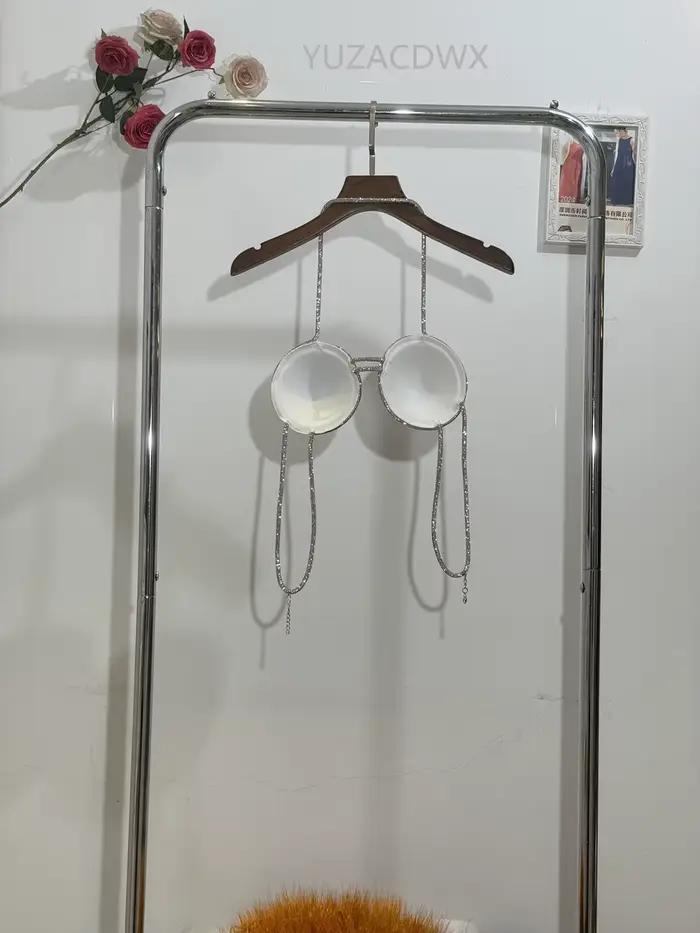 Soutien-gorge licou de plage pour femme, haut précieux, lingeries ornées de diamants, dos nu, sexy, luxe, fête, boîte de nuit, été