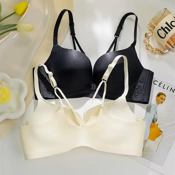 Soutien-gorge sexy avec petits seins pour femme, bouton avant, beau dos, sans couture, poitrine plate, seins latéraux, sans anneau en acier, grand soutien-gorge