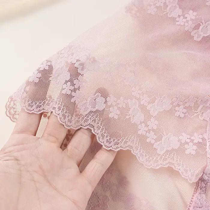 Culotte Sexy en Dentelle Brodée de Fleurs pour Femme, Sous-Vêtement Taille Haute Respirant, Grande Taille, Confortable, Lingerie Intime