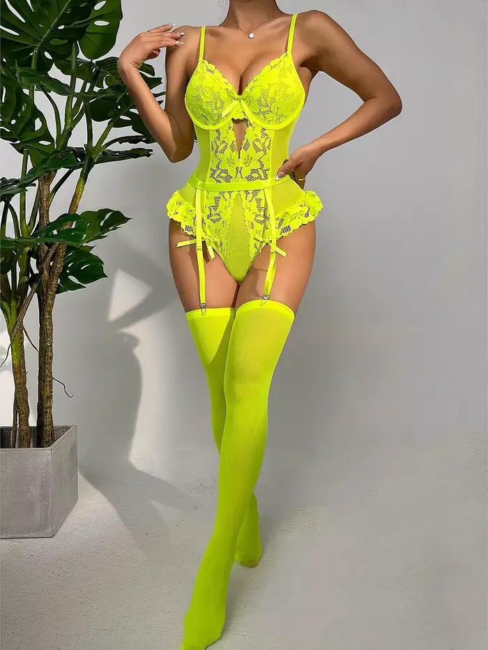 Body sexy diccvicc en polyester et élasthanne avec dentelle florale pour femmes occasions spéciales