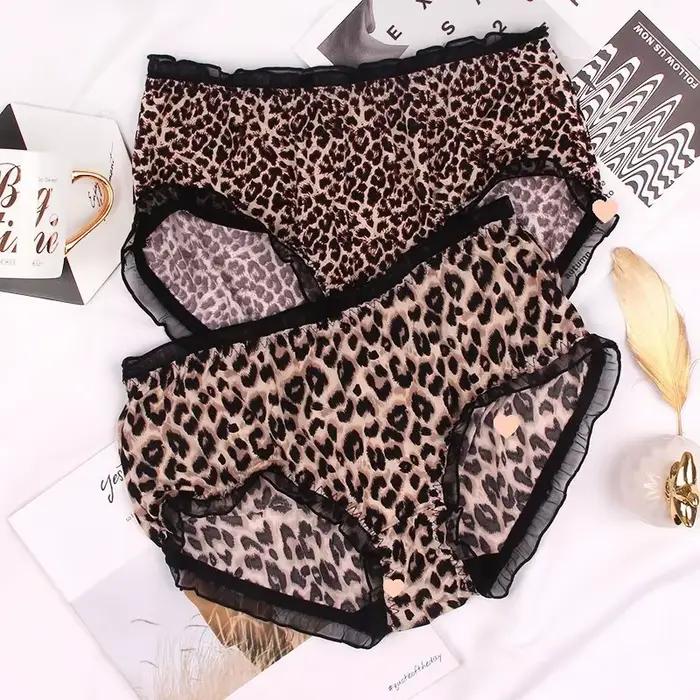 Grande taille taille moyenne femmes culottes mode impression slips sous-vêtements dames Sexy dentelle volants sans couture élastique caleçon Lingerie
