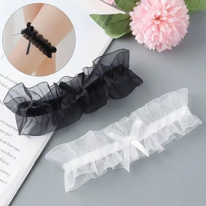 Porte-jarretelles en dentelle avec nœud papillon, Lingerie Sexy à la mode, pour mariage, mariée, accessoires de fête Cosplay, anneau de jambe élastique