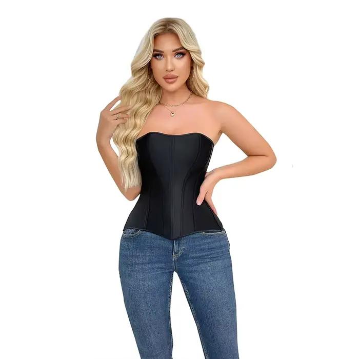 Femmes surbuste hauts Corset fermeture éclair latérale Satin à lacets désossé Bustier Shapewear minceur taille façonnage Korset