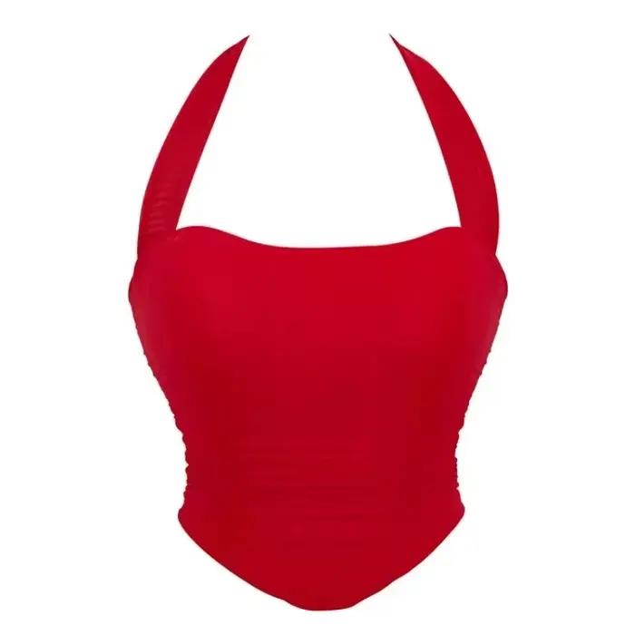 Korzátový halter crop top pre ženy