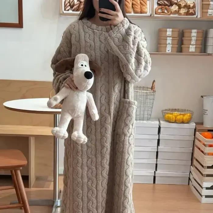 Zimná nočná košeľa s dlhým rukávom