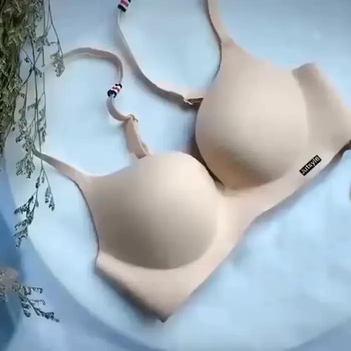 Soutien-gorge en soie glacée pour femmes, Bralettle Sexy sans couture, Push Up, Lingerie sans fil, une pièce, bonnet AB, bretelles réglables, couleur bonbon