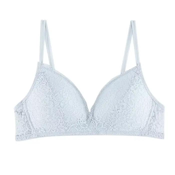 Soutien-gorge sexy en dentelle pour femme, bralette florale sans armatures, lingerie féminine bonnets A B, soutien-gorge doux de couleur unie, brassière tendance