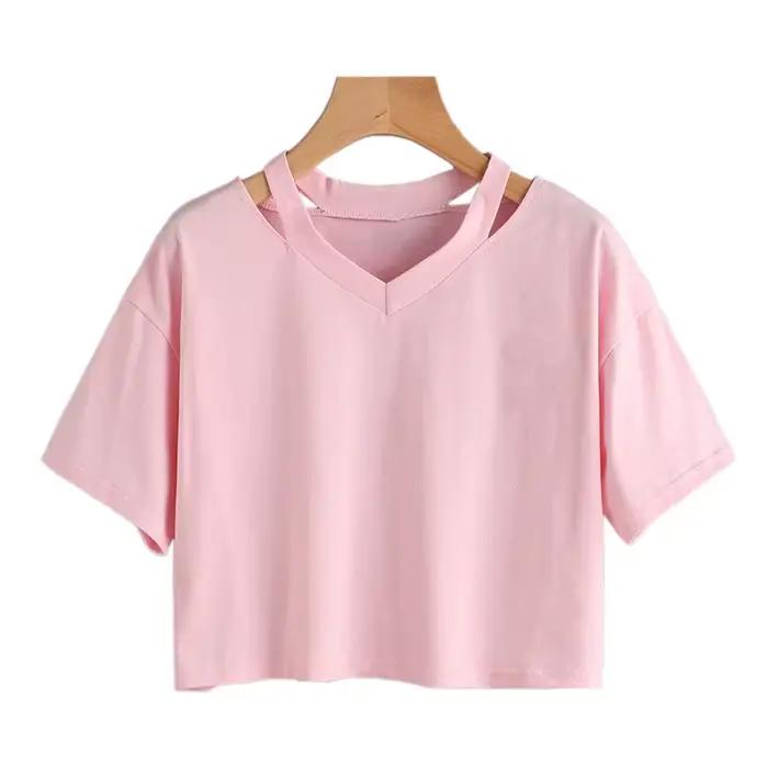 Dámske crop topy Y2k, krátke tričko s krátkym rukávom