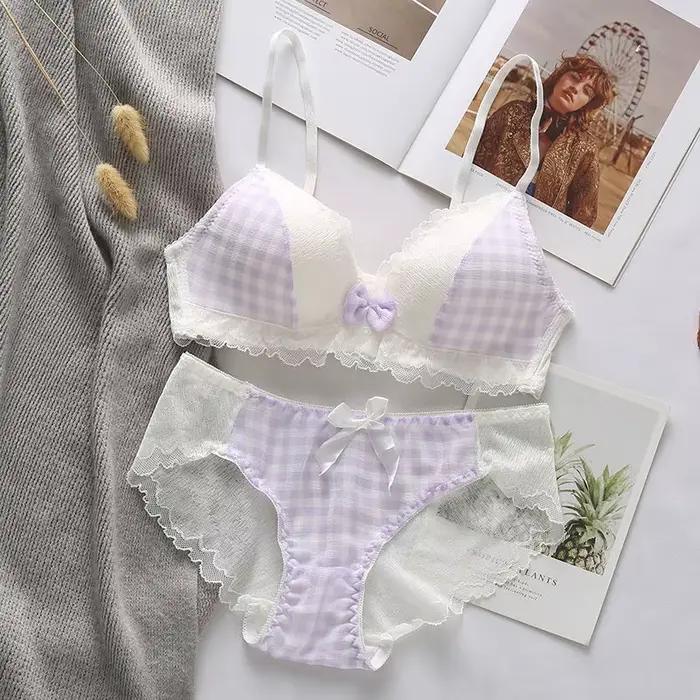 Ensemble de soutien-gorge coréen mignon pour femmes, section fine d'été, pour petits seins, sans armatures, confortable et sexy