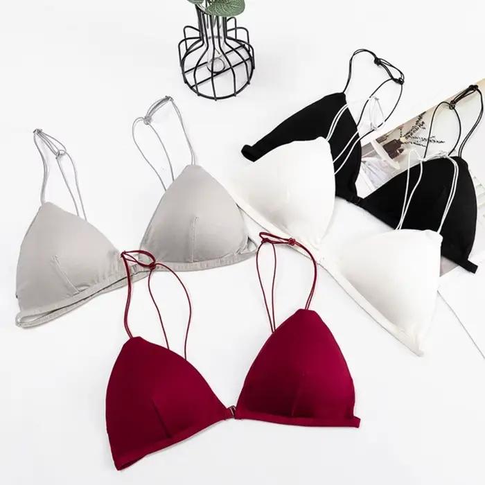 Soutiens-gorge triangulaires respirants pour femmes, soutien-gorge push-up à fines bretelles, style français, couleur unie, lingerie sans fil, pour la plage