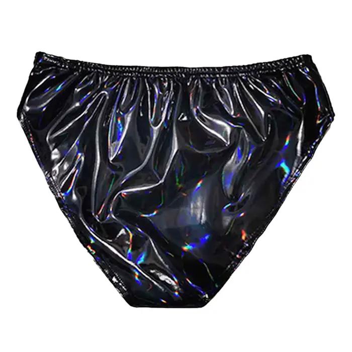 Sous-vêtements en cuir verni pour femmes, grande taille, look mouillé, culotte élastique à faible hauteur, sous-vêtements en Latex pour fête dansante