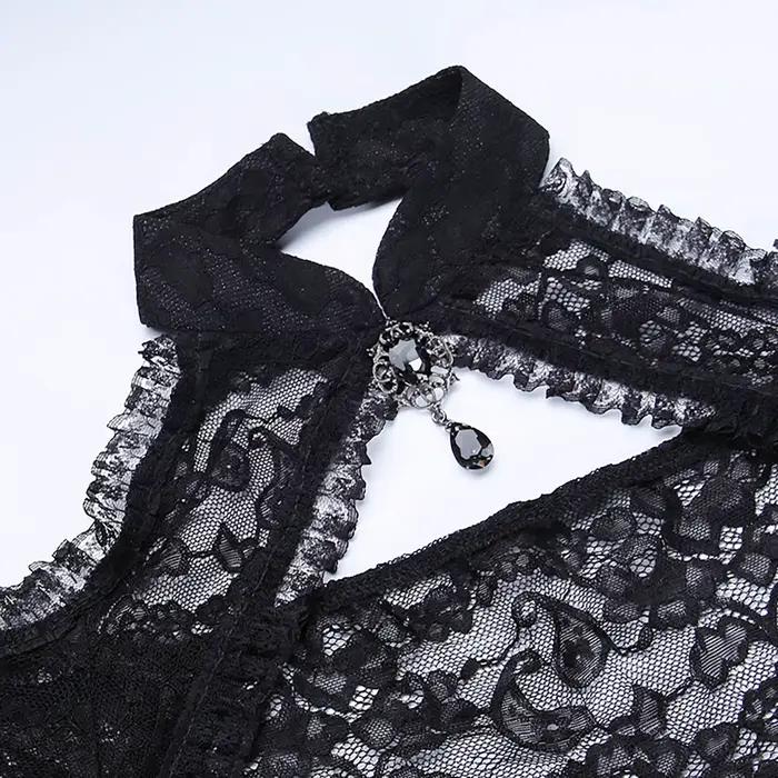 Punk bolero na zvýšenie ramien Top Trad Goth čierne šály s rozšírenými rukávmi obalové obálky na večerné šaty C