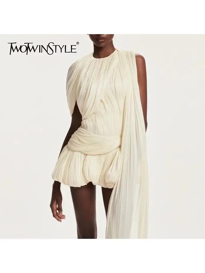 TWOTWINSTYLE – Dámske mini šaty z pleteniny s výstrihom