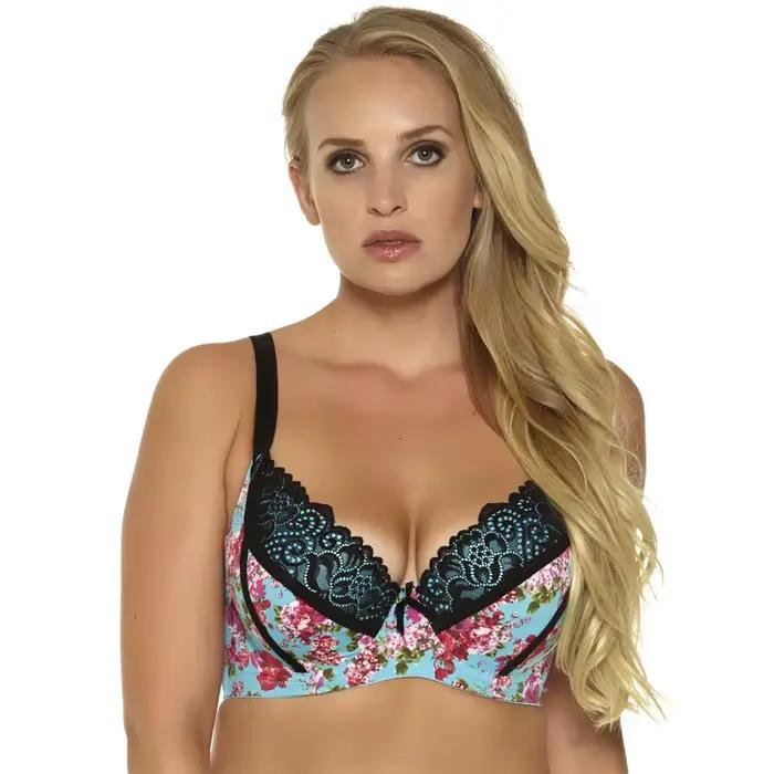 Soutien-gorge à armatures en dentelle, imprimé, Sexy, à la mode, Push-Up, bonnet 3/4, pour femmes, intimes, 36-46, grande taille, C-D-DD-DDD-E-F-G