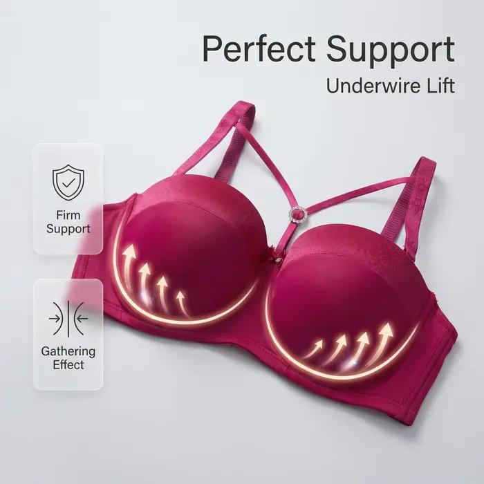 Soutien-gorge push-up confortable et respirant, bonnet C, avec armatures, lingerie sexy pour femme, soutien-gorge brodé.