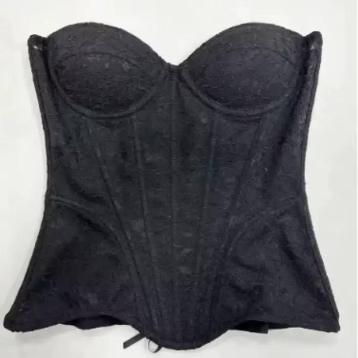 Dámska biela čipkovaná korzetová podprsenka Overbust luxusný živôtik na svadbu Bez ramienok Šnurovací bustier Trubičkový top Trenažér pásu Oceľové kosti
