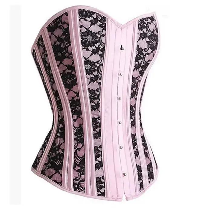 Corset rose haut bustier victorien surbuste princesse élégant Corsets haut Sexy dentelle florale Corset Lingerie Showgirl Costume de fête