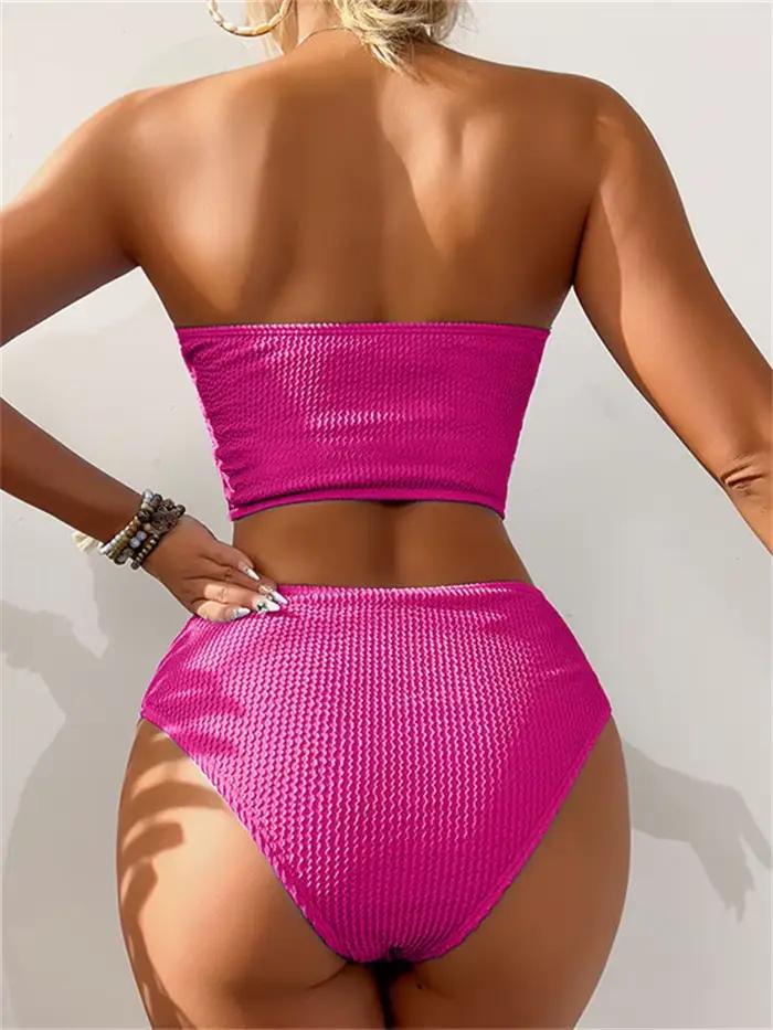 Maillot de bain noir sexy, bandeau, soutien-gorge push up, taille haute, pour femmes, vêtements d'été, pour la plage, les vacances, 2025