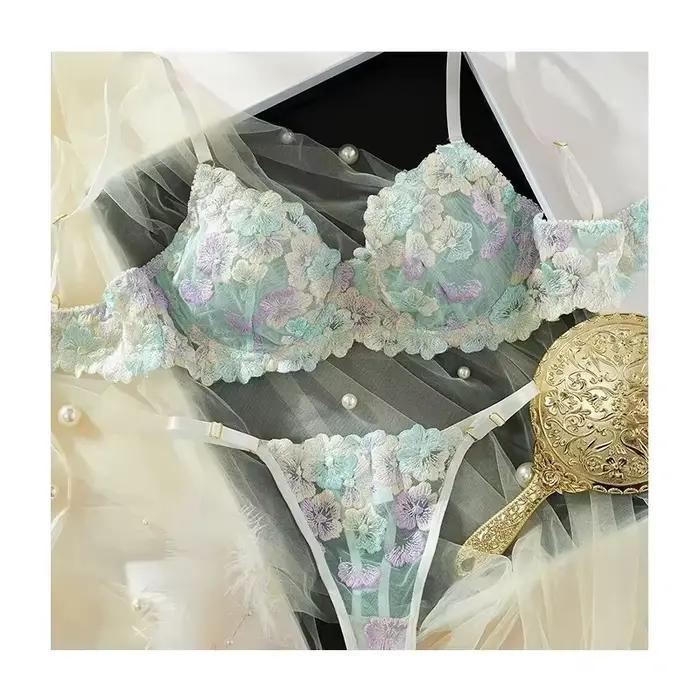 Lingerie en dentelle brodée délicate, sous-vêtements sexy, produits dégradés, kit de fans de DALTol, beaux ensembles brefs
