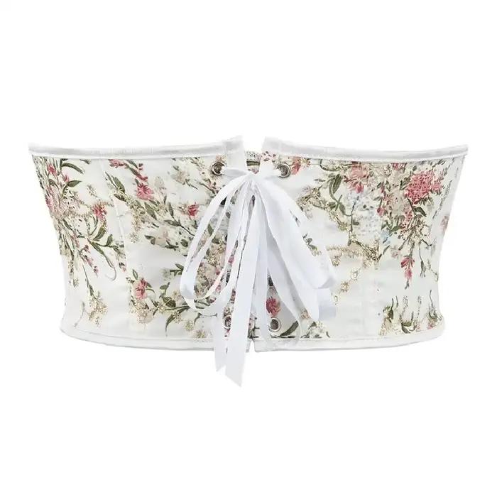 Corset sous-vêtement sexy pour femme, bustier amincissant à la taille, à lacets floraux, ceinture corselet