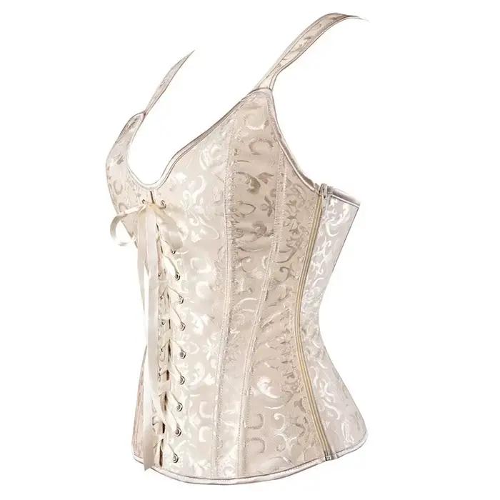 Corset rose pour femmes, bretelles, haut bustier Sexy, gilet, fermeture éclair, Lingerie, grande taille, gothique, victorien, Burlesque, Halloween, noir