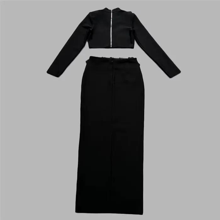 Ensemble deux-pieces sexy en diamants et polyester pour femmes, ideal pour les parties et les evenements formels automne-hiver