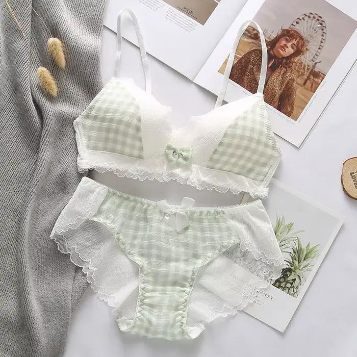 Ensemble de soutien-gorge coréen mignon pour femmes, section fine d'été, pour petits seins, sans armatures, confortable et sexy