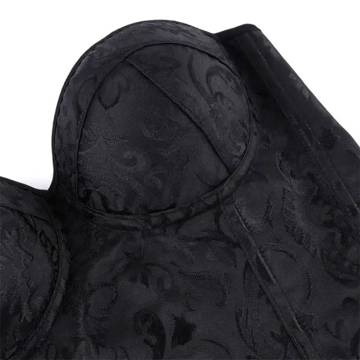 Corset Jacquard Vintage pour Femme, Style Gothique, Bustier Overbust à Lacets, Gaine Amincissante et Sculptante pour la Taille, avec Bonnets Intégrés