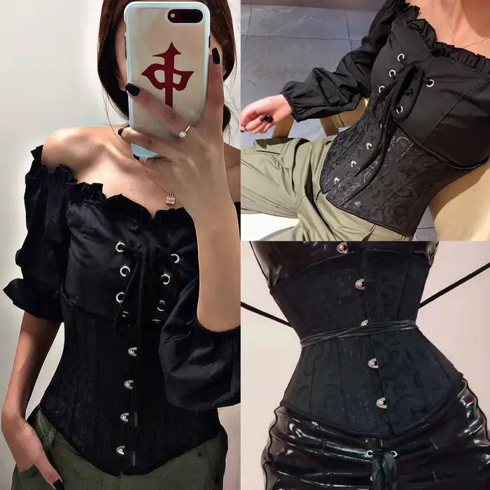 Corset Gothique à Lacets Sexy sous-Buste et à Ossature d'Acier, Gaine Amincissante, Entraîneur de Taille pour Femme