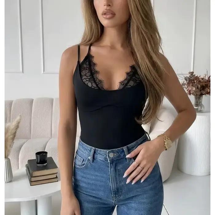 Čipkovaný body s viazaním na krk pre ženy