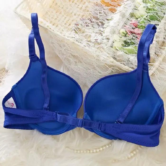 Soutiens-gorge push-up à bonnet fin pour femmes, fermeture à l'avant, sous-vêtements sexy, lingerie féminine, bralette à bretelles réglables