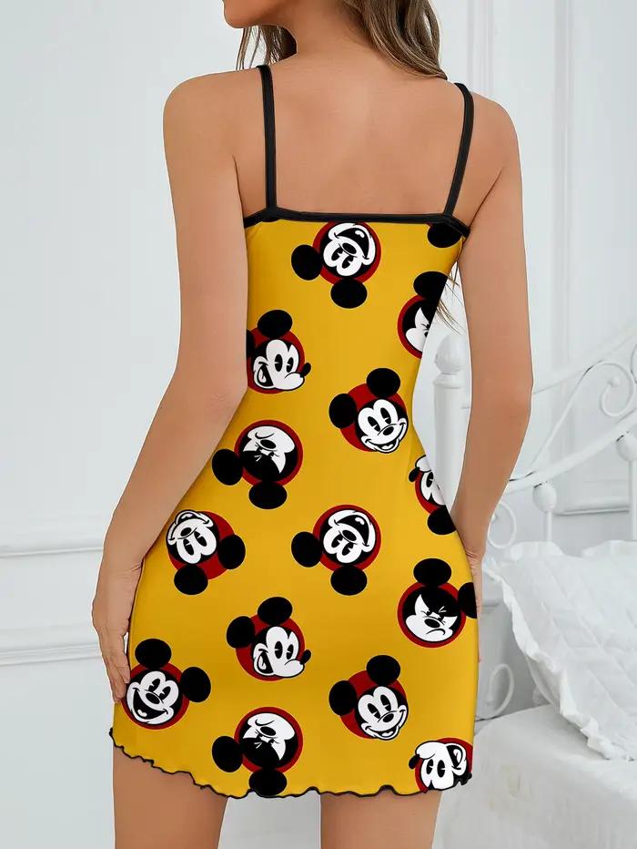 Jupe de nuit pour femme Disney, motif dessin animé mignon, vêtements de maison, tissu doux et confortable