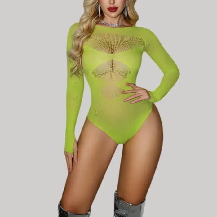 Ensembles de lingerie érotique en résille pour femmes, bodys à manches longues, sous-vêtements transparents, sexy et coquins, bodystockings en résille, babydolls