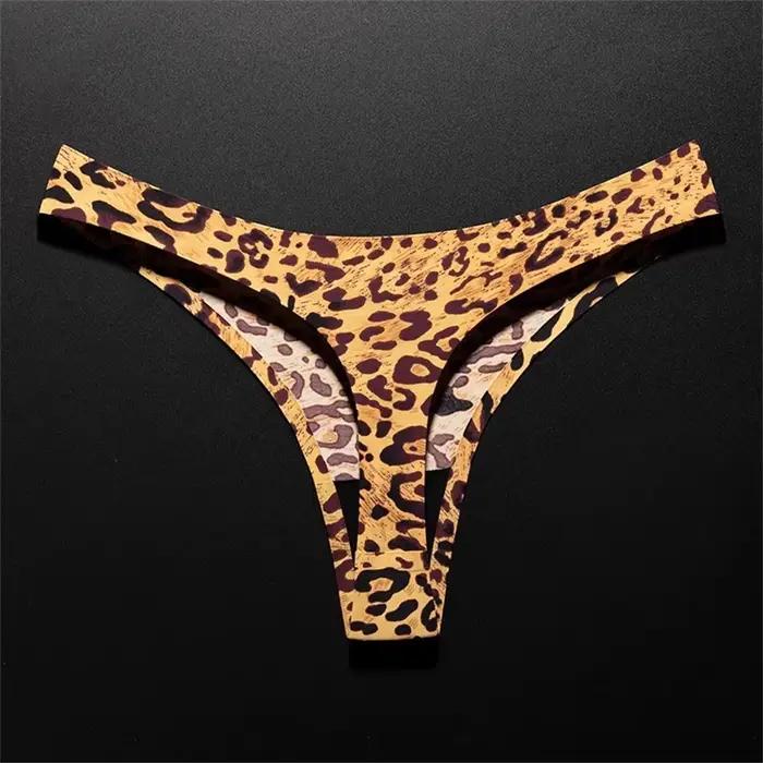 String Sexy Imprimé Léopard pour Femme, Sous-Vêtements en Coton, Sans Couture, Fleurs, Entrejambe, Lingerie Douce, Grande Taille