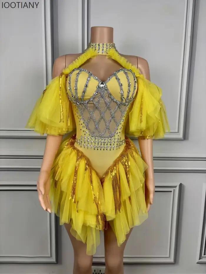 Festival de musique brillant élégant robe douce Costume de danse femmes Club fête nuit chanteur modèle défilé balle Performance robe nouveau