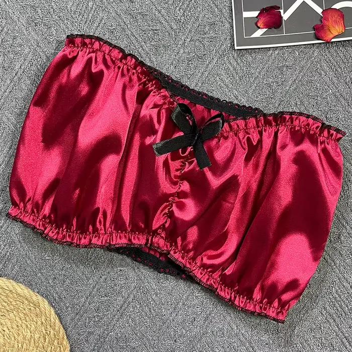 Ensemble de lingerie sexy en dentelle noire pour femmes, bustier tubulaire et short, couleur unie, dos nu