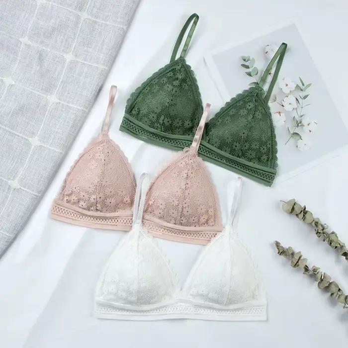 Soutiens-gorge push-up en dentelle florale pour femmes, soutien-gorge rembourré doux, lingerie sexy et tendance pour petites poitrines