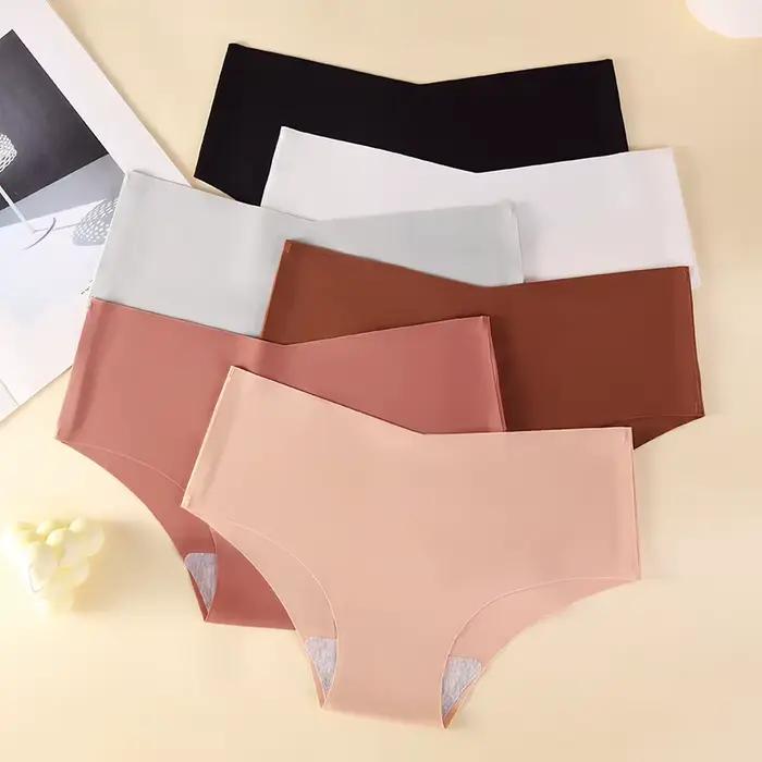 Culotte non marquante pour femmes, grande taille, sport de yoga, sexy, en forme de V, 6 couleurs, couleur unie, soie glacée, respirante