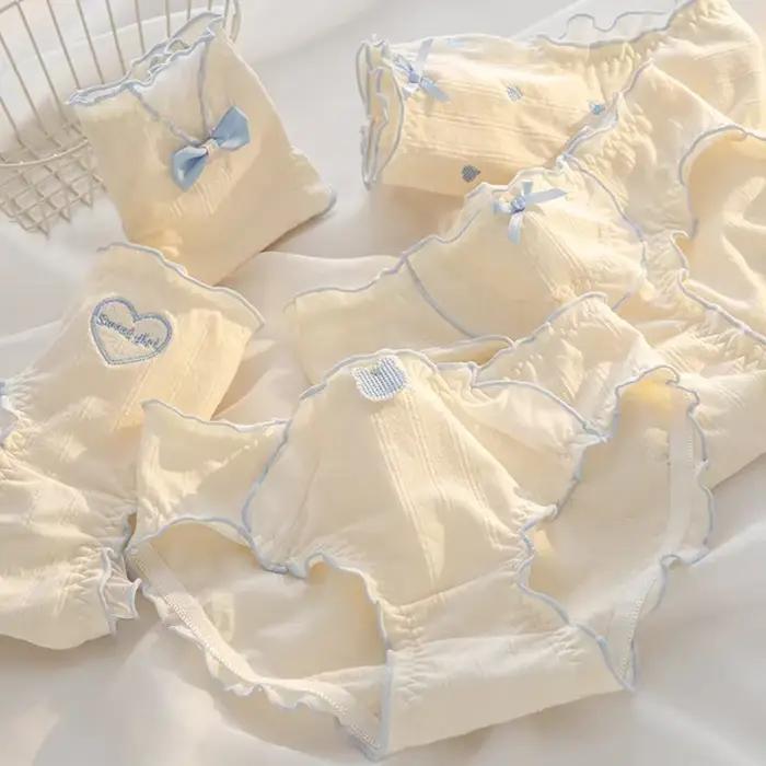 5 pièces culottes en coton pour femmes taille moyenne culotte douce antibactérienne entrejambe pur sous-vêtements respirants femmes a-type bébé coton pa