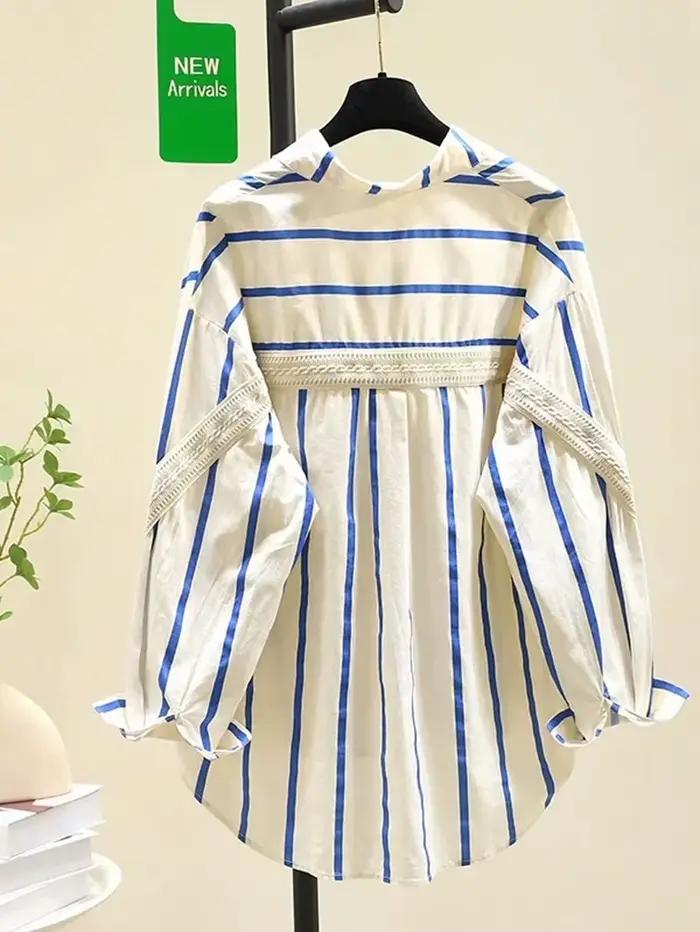 Dámska pruhovaná oversized košeľa