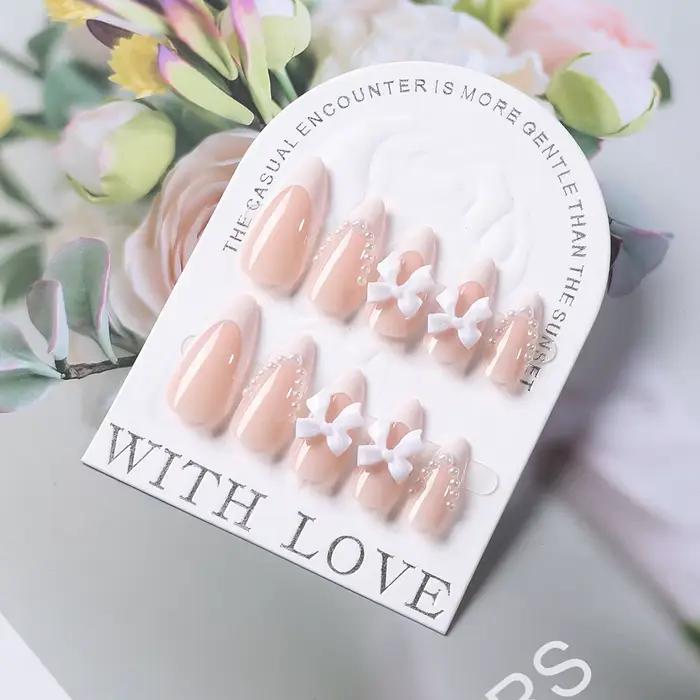 Faux ongles élégants en acrylique style maritime pour femmes occasions spéciales manucure professionnelle at home