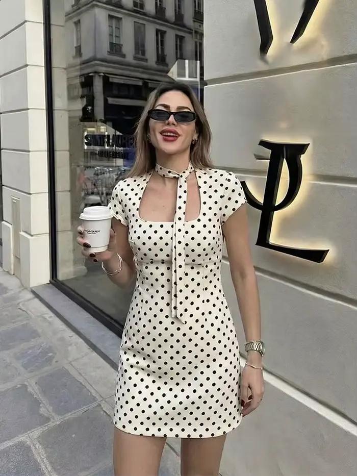 Dámske krátke šaty HH Trend Leto 2026 s bodkami