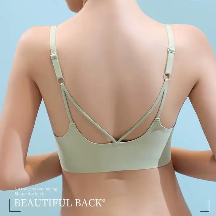Soutien-gorge sexy avec petits seins pour femme, bouton avant, beau dos, sans couture, poitrine plate, seins latéraux, sans anneau en acier, grand soutien-gorge