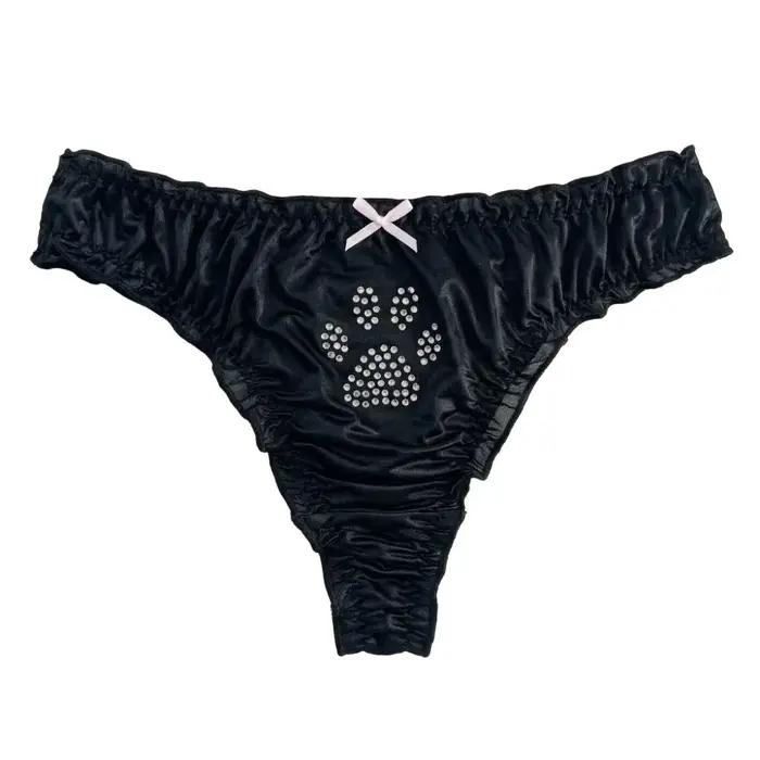 Culottes Lolita Patte de Chat Kawaii en Coton avec Strass, Strings Confortables Quotidiens, Slips Doux à Volants pour Fille