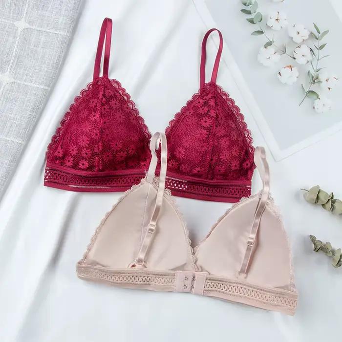Soutiens-gorge push-up en dentelle florale pour femmes, soutien-gorge rembourré doux, lingerie sexy et tendance pour petites poitrines