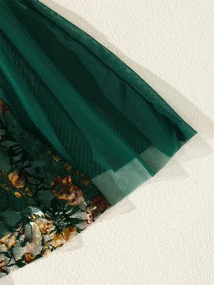 Pyjama pour femmes, vert foncé, en maille, vêtements de nuit, dentelle, nœud, robe de nuit, col en V, bretelles spaghetti, sans manches, mini robe de nuit