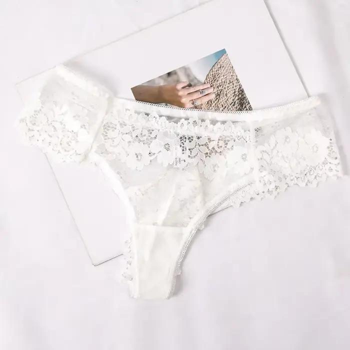 Femmes culottes sous-vêtements Sexy culotte en dentelle noire Lingerie femme slip en dentelle florale Perspective Finetoo Design dames culottes