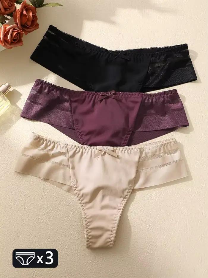 FINETOO 3 pièces femmes dentelle évider sous-vêtements Sexy respirant taille basse tongs femme confort extensible Lingerie Bikini culotte